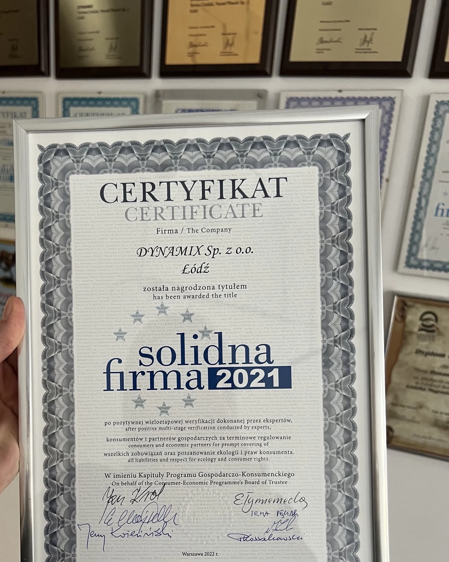 Złoty Certyfikat Solidna Firma